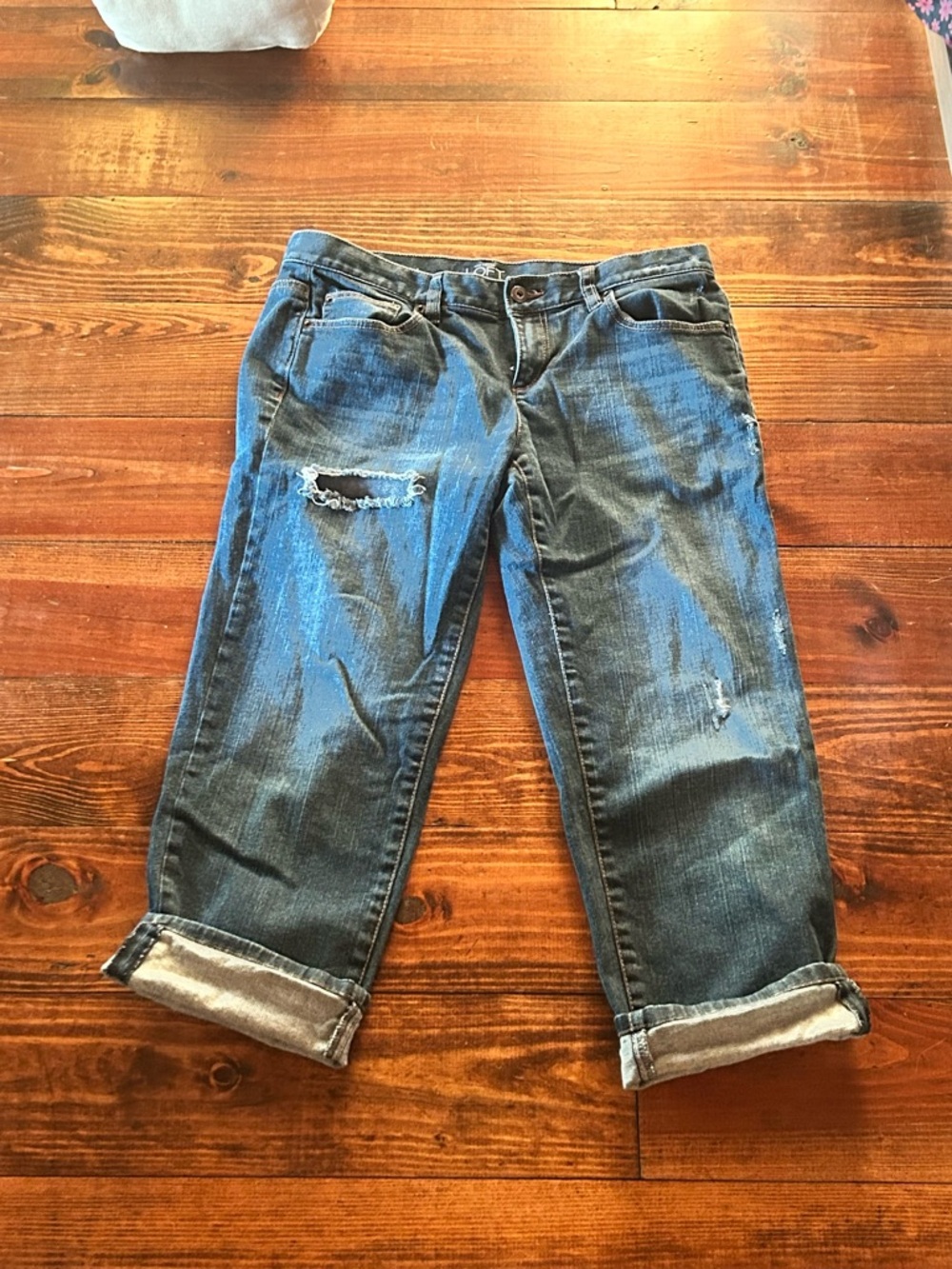 Ann Taylor LOFT Boyfriend Cropped Jeans Sz 4 in Dark Blue